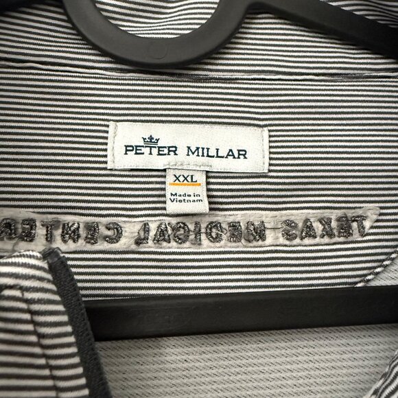 Peter Millar Gray Striped 1/4 Zip Embroidered Logo Pullover Sweater Mens 2XL - Picture 3 of 7